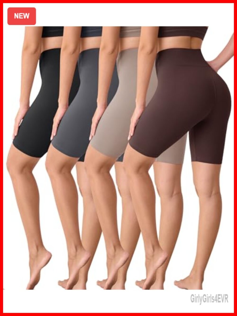 High Waisted 8 Inch Biker Shorts 4 Pack Soft Stretchy Yoga Lounge